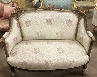 French Vintage Antique White Sofa French Settee  Baroque Furniture Rococo 24k gold New padding Interior Design Vintage