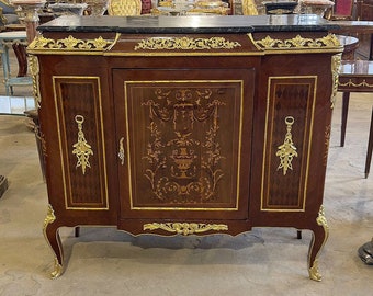 French Louis XVI Style Commode Furniture Vintage 24k Gold Copper