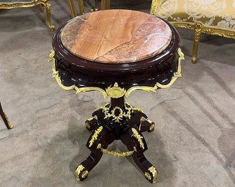 Side Table Baroque Style Marble Topped With Gold Details Table Furniture Tables Side Tables