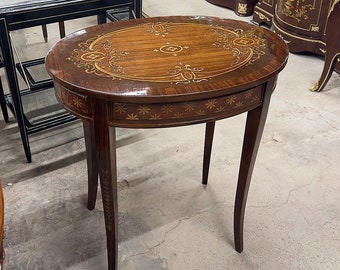 French Style Marquetry Side Table *Only one available* Copper Gold Leaf Furniture