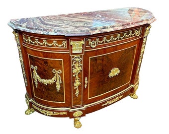 Commode French Louis XVI Style Marble Topped Furniture Vintage 24k Gold Copper Furniture Interior Deisgn