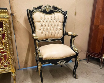 French Copper Black Chair Vintage Gold chair New furniture Vintage 24k Gold Chair Gold Chair Vintage Furniture Antique Baroque Rococo