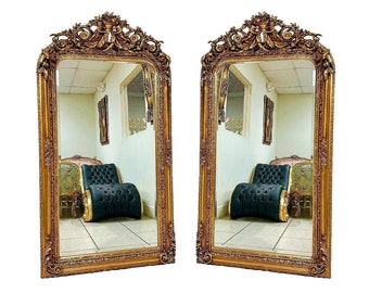 Mirror SET *a Pair* French Baroque Mirror Rococo Mirror Antique Mirror 5 Feet Tall Gold Leaf Antique Furniture French Interior Design