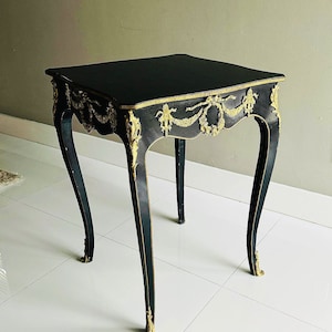 Side Table French Louis XV Black Table Antique table Gothic furniture Antique furniture French antiques Gold 24k furniture