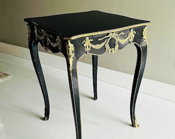 Side Table French Louis XV Black Table Antique table Gothic furniture Antique furniture French antiques Gold 24k furniture