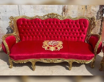 Furniture Red Velvet Sofa Vintage 24k Gold Vintage Furniture Vintage Sofa Antique Baroque Furniture Rococo Interior Design