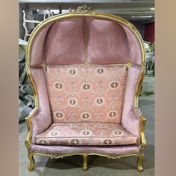 French Balloon Pink Chair Pink Velvet Tufted Throne Chair Furniture Victorian