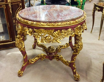 Table Louis XIV Style Gold Leaf Antique Furniture 24K Gold Rococo Baroque Interior design Furniture
