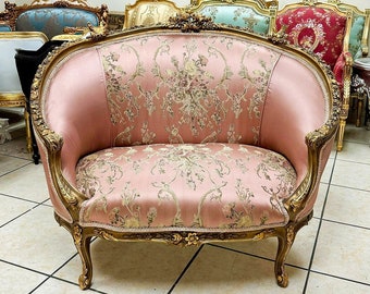 Pink Settee Sofa French Style Vintage Furniture Vintage Settee Antique Baroque Furniture Rococo Interior Design 24k Gold