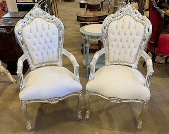 Silver Leaf Chair French Chair Vintage White chair New furniture Vintage Furniture Antique Baroque Rococo