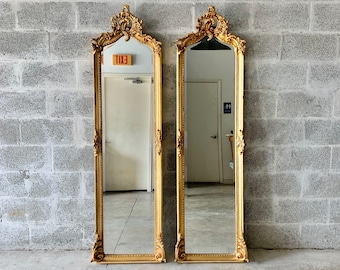 Vintage Mirror *2 Left In Stock* Refinished in Gold Leaf 70"H Vintage Furniture Antique Baroque Mirror Rococo Interior Designer