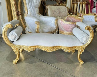 Bench Baroque Style Beige/ Off-White Velvet Bench Furniture Interior Design Baroque Rococo Antique