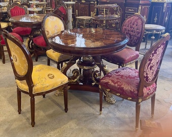 French 5 Piece Dining Room Set Vintage dinning room Rococo Table with 4 chairs Interior design Furniture