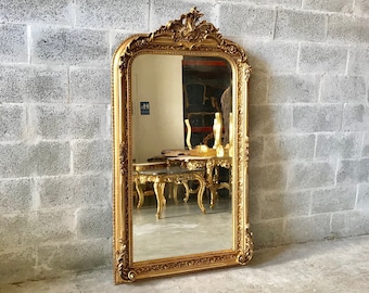 French Mirror *1 in Stock Left* French Baroque Mirror Rococo Mirror Antique Mirror 5 Feet Tall Gold Leaf Antique Furniture