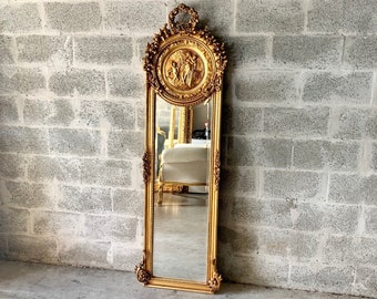 Baroque Mirror 1 LEFT Vintage Mirror Rococo Gold Leaf 70" Tall French Mirror Floor Mirror Interior Design Furniture Vintage Mirror
