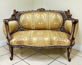 Gold Sofa French Rococo Style Vintage 24K Gold Furniture Gold leaf Interior Design Furniture