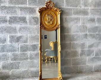Baroque Mirror Antique Mirror Rococo Gold Leaf French Mirror Floor Woman Face Mirror Interior Design *1 Available*