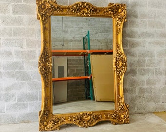 French Mirror 24K Gold Antique Finish *1 Mirror Left* Interior Design Baroque Mirror French Furniture 5.5"FT x 7.5"FT Rococo Mirror Vintage