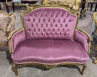 Pink Sofa French Furniture Settee Vintage Furniture Vintage Settee Antique Baroque Furniture Rococo Interior Design 24k Gold