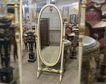 French White Mirror Baroque mirror Rococo mirror Antique table Gothic furniture Antique furniture French antiques Gold 24k furniture