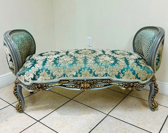 Blue Bench Marquis French Style *Only one available* Vintage Chair Vintage Furniture Gold Frame Rococo Interior Design