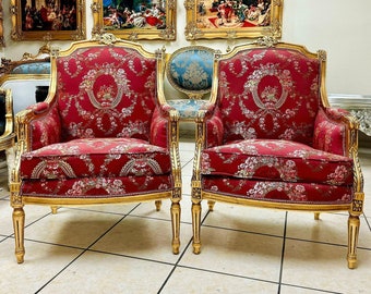 Chair SET *Available* French Style Chair Red Furniture Baroque Rococo Interior Design Vintage Furniture