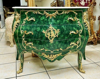 French Green Commode Louis XV Style Furniture Vintage commode Small comode Gotic Art Victorian style