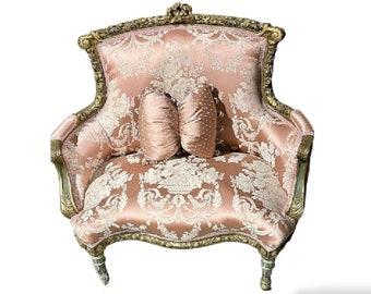 Vintage Antique Pink Chair Vintage 24k Gold Chair Vintage Big Chair Vintage Furniture  Baroque Furniture Rococo Interior Design