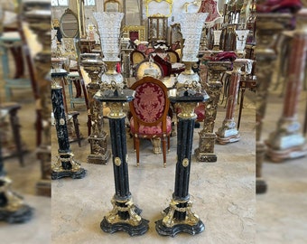 Stand Gothic Marble French Style 24k gold *A pair*  Marble column Antique Baroque Rococo Column Marble Shelf