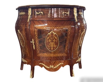 French Louis XVI Style Copper and Gold Commode Furniture Vintage Antique