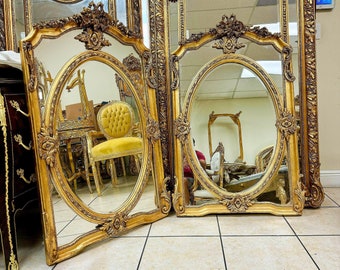 Mirror French Style Baroque Mirror Rococo Mirror Antique Mirror 52" Tall Gold Leaf Antique Furniture French Interior Design