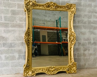 French Mirror Gold *1 Left in Stock* Interior Design Baroque Mirror French Furniture 7.5'H x 5.5'W x 5.5"D Heavy Mirror Rococo Gold Mirror