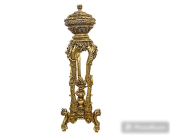24k Gold Stand Column French Style *A pair*  Antique Baroque Rococo Column Marble Shelf