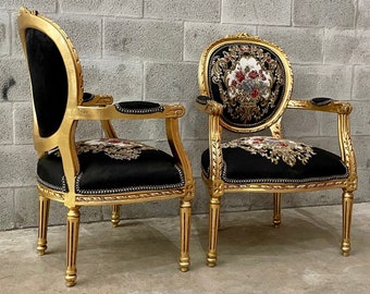 French Chair Tufted Chair Black Velvet Chair French Tufted Chair Black Velvet Chair Tufted Black Frame Rococo Interior Design