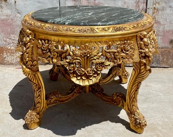 French Table Center French Table Green Marble Baroque Furniture Rococo Table French Furniture Baroque Console Marble Table Vintage Table