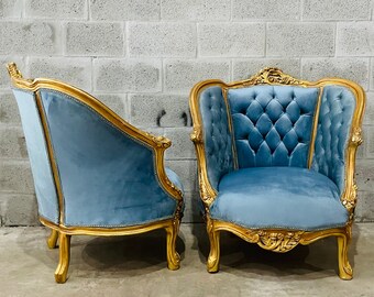 French Tufted Chair *3 Piece Available French Settee Tufted Vintage Furniture Antique Baroque Furniture Rococo Interior Design Vintage Chair