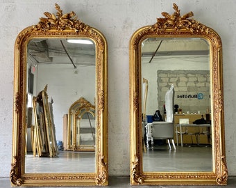 Mirror *A Pair* French Baroque Mirror Rococo Mirror Antique Mirror 5 Feet Tall Gold Leaf Antique Furniture French Interior