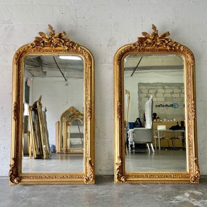 French Mirror *A Pair* French Baroque Mirror Rococo Mirror Antique Mirror 5 Feet Tall Gold Leaf Antique Furniture French Interior Design