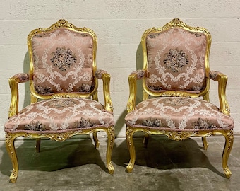 French Chair Vintage Chair *2 Chairs Left* French Pink Chair Damask Vintage Furniture Chair Pink Chair Frame Rococo Interior Design