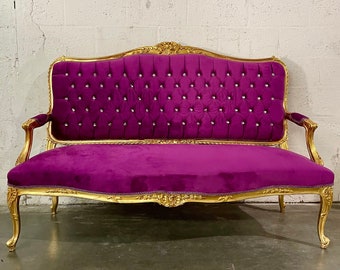 French Chair Vintage Chair *5 Piece Set Available* Velvet Purple Vintage Furniture Purple Chair French Interior Design Purple Settee French