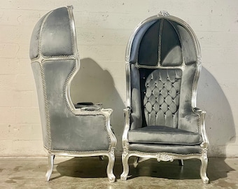 French Balloon Chair Tufted Chair Throne Chair *2 chairs left* Canopy Chair Silver Tufted French Vintage Chair Furniture