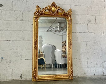 French Mirror French Baroque Mirror Rococo Mirror Antique Mirror 5 Feet Tall Gold Leaf Antique Furniture French Interior Design