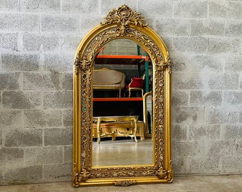 French Mirror *1 in Stock* 6 Feet Tall Baroque Mirror Rococo Mirror Antique Mirror Gold Leaf Antique Furniture Interior Design