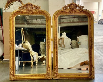 French Mirror *A Pair* French Baroque Mirror Rococo Mirror Antique Mirror 5 Feet Tall Gold Leaf Antique Furniture French Interior Design