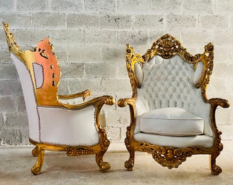 Rococo Chair White Leather *2 Chairs Left* French Chair Vintage Furniture French French Vintage Chair Baroque Interior Design