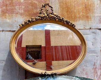 French Mirror *In Stock* 32"H x 36"W Baroque Mirror Rococo Mirror Antique Mirror Vintage Mirror Gold Antique Furniture Interior Design