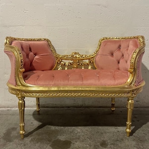 French Tufted Bench Mauve Pink Chair French Bench Tufted Bench Vintage Furniture Antique Baroque Rococo Interior Design Vintage Chair