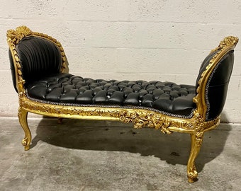 Marquis French Chair Tufted Bench Velvet French Bench Vintage Chair Vintage Furniture Chair Tufted Gold Frame Rococo Interior Design