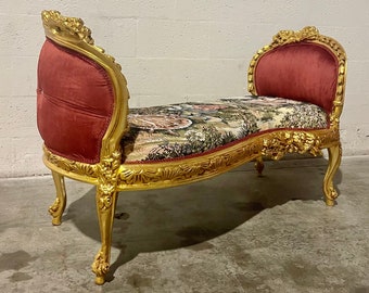 Marquis French Chair Tufted Bench Velvet French Bench Vintage Chair Vintage Furniture Chair Tufted Gold Frame Rococo Interior Design