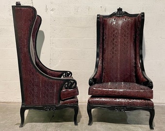 Black Throne Chair Leather Chair *2 Available* French Chair Throne Furniture Chair Tufted Gold Throne Chair Rococo Vintage Chair